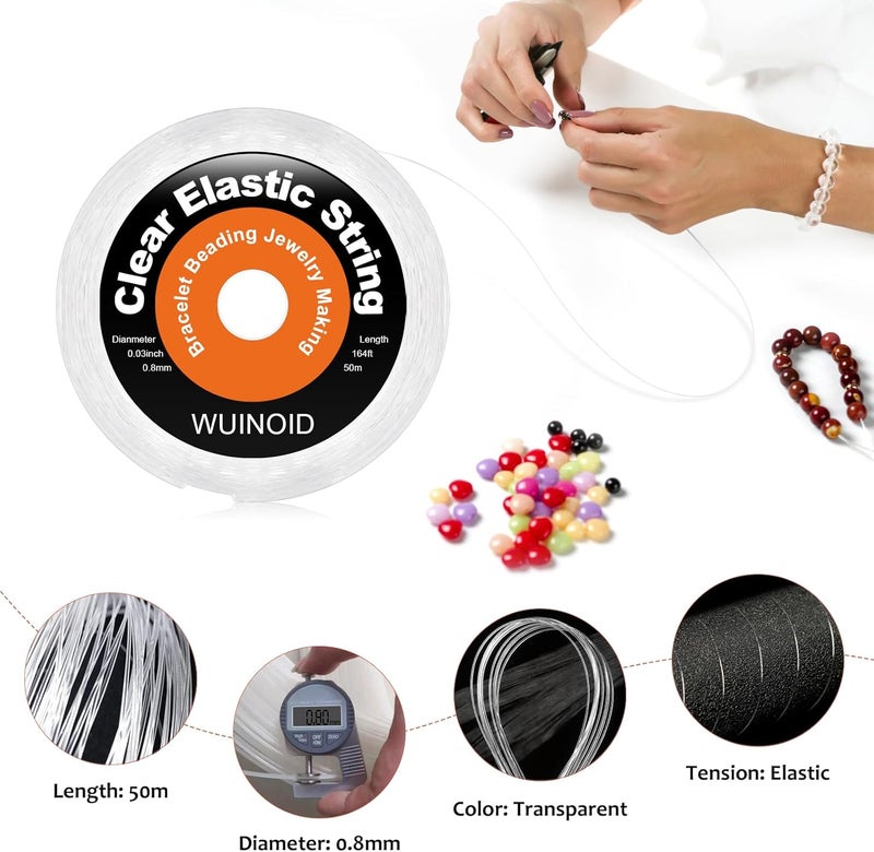 WUINOID 0.8 mm Clear Bracelet String, Elastic Beads String for Bracelets Jewelry Making, Necklaces, Beading and Crafts, Friendship Stretchy Bracelet Beads String Cords & Threads - Image 2